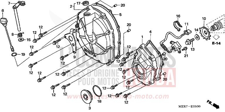 CLUTCH COVER (CBF600S6/SA6/N6/NA6) for CBF600N ABS EMERGENCY RED METALLIC (R311) from 2006
